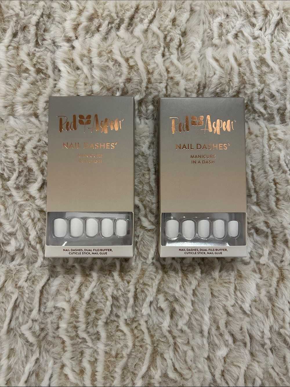 Red Aspen White Press-On Nail Dashes (2 Packs)